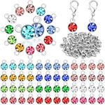 PALAY® 180 Pcs Charms for Bracelet Making Birthstone Charm for Jewellery Making Glass Gem Pendent For Necklace Bracelet Earring Diy Crafting Assorted Charms With Alloy Lobster Buckles - 12 Colors