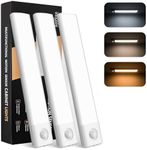 innolife Under Cabinet Kitchen Lights 3 Pack, 40 LED Super Bright,3 Color & 1200mAh 6000K Dimmable,4 Modes,Motion Sensor Cupboard Lights,USB-C Rechargeable Magnetic Lights for Kitchen Cabinet Wardrobe