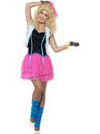 Smiffy's Smiffys Adult Women's 1980's Wild Girl Costume, Dress, Cropped Jacket and Headpiece, Back to The 80's, Serious Fun, Size: M, 44447