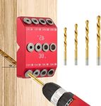 BestMal Drill Guide Jig, 4 Bits for Straight and 30 45 90 Degree Angled Holes, 4 Sizes, All Metal Jig for Stairs Handrail, Cable Railing, Deck, Wood Post and Lag Screw