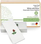 SimuLinen Single Rose Dinner Napkins - Cloth-Like Linen Feel Disposable Guest Towels, Single-Use Napkins Bathroom Guest Handtowels, Folded Paper Towels Thanksgiving Christmas - 19"x17" - Box of 60