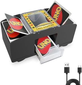 Kolamom Kartenmischmaschine Elektrische für 1-2 Decks, Automatischer Spielkarten Mischmaschine für Familientreffen, Kartenmischer Elektrisch für UNO, Poker, Blackjack - USB + Batteriebetrieben