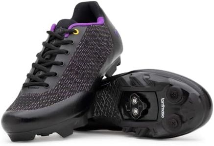 Tommaso Pista All Purpose Ready to Ride Indoor Cycling Shoes Women Bundle - Comfortable, Breathable Indoor Cycling Shoes Women Indoor Cycling Cleats - Look Delta & SPD Compatible, Black/Purple + Spd,