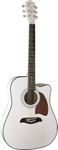 Oscar Schmidt 6 String OG2CE Dreadnought Acoustic Electric Guitar. White, Right, (OG2CEWH-A)