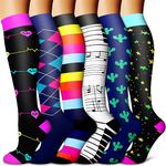 Compression Socks for Women & Men (6 Pairs)-Better Blood Flow,-Best Support for Nurses, Running, Hiking