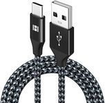 HANKN USB C Cable 2m 6.6ft Fast Charge, Nylon Braided USB Type C Cable 3A Cord Data Sync Charger for Samsung Galaxy Note Pixel PS5 PS6 Xbox Controller Nintendo Switch Powerbank Mobile Phone, Black