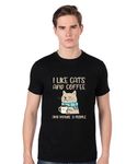 POP GENIC Graphic Printed Cat Funny Quotes Slogan 100% Cotton Regular Fit Unisex T-Shirt for Men & Women PG105 Black