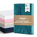 Bedsure Super King Fitted Sheet - Bed Sheets Extra Deep Pocket 16 Inches (40 cm), Soft Brushed Microfiber for Super King Bed, Teal, 180x200cm