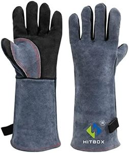 HITBOX Welding Gloves 16in, 932℉ Extreme Heat/Fire Resistant Leather Gloves with Kevlar Stitching for Stick Mig Tig Cutting, Blacksmith Forge, Grill, Oven, Wood Stove, Fireplace, Animal Handling Glove
