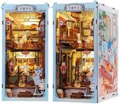 Cutefun Book Nook Kit, 3D Wooden Puzzle DIY Miniature House Kit, Book Nook Kits for Adults, Booknook with LED Light, Dollhouse Bookshelf Insert Decoration (Azure Phoenix Lodge)