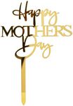 6 pcs Happy Mother's Day Cake Topper Cake topper Acrylic Mirror Cake topper Decorative Party Cake Decoration for Mother's Day (GOLD LETTER)