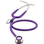 MDF MD One Stainless Steel Premium Dual Head Pediatric Stethoscope,Purple Tube, Silver Chestpieces-Headset, MDF777C08