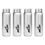 MILTON Aqua 750 Stainless Steel Water Bottle, Set of 4, 750 ml Each, Silver | 100% Leak Proof | Office Bottle | Gym Bottle | Home | Kitchen | Hiking | Treking Bottle | Travel Bottle