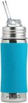 Pura Kiki 11oz/325ml Stainless Steel Straw Bottle w/Sleeve - 100% Plastic-Free, MadeSafe Certified, 100% Medical-Grade Silicone Straw for Kids, Toddlers, Preschoolers, Babies & Infant - New Aqua