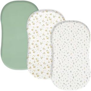 david's kids 3 Pack Bassinet Sheets, Ultra Soft Breathable Comfortable Baby Sheet Set for Boys Girls Neutral, Univeral Fit for Most Cradle and Bassinet Mattress, Leaf & Floral