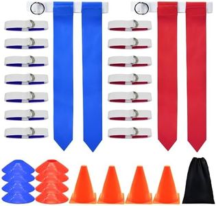 Flag Football Set, 14 Player Football Flags and Belts Set, Includes 14 Belts, 28 Football Flags, 4 Cones, 8 Disc Cones (14 Players)