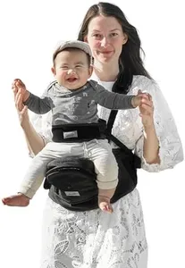 Baby Hip Carrier, GROWNSY Supportive Hip Carrier with Safety Belt for Baby Toddler Up to 50lbs, Large Capacity Pockets, Adjustable Waistband for Different People, Black