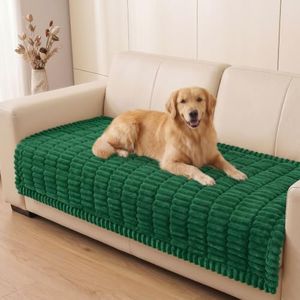 Smiry Couch Cover for Dogs Washable, Non Slip Fuzzy Pet Couch Covers for 3 Cushion Sofa Pet Friendly, Thick Soft Sofa Slipcovers Cushion Protector (Turquoise, 35.4" x 95")