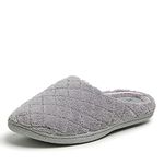 Dearfoams Women’s Leslie Quilted Microfiber Terry Clog, Medium Grey, Large/9-10 M US