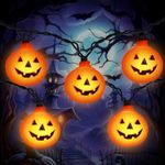 PSAUTO Halloween Lights Outdoor, 8.5FT Pumpkin String Lights with 10 LED Waterproof Orange Jack-O-Lantern Lights for Outdoor Indoor Home, Halloween Party Decorations, Black Wire, Plug in