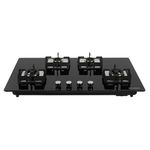 Faber 4 Burner HCT 90 cm Hob| Brass Burners| Bakelite Knobs| Cast Iron Pan Support| Hob/Cooktop Hybrid| Toughened Glass |Auto Ignition| 2 Yrs Comprehensive Warranty by Faber| HCT 904 CRR LBK EI AI