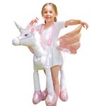 amscan RUNI-LS Child Girls Ride On Unicorn Lights and Sound Jumpsuit Boys Halloween Fancy Dress Costume Age: 3-8 Years