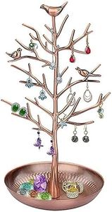 (Ancient Bronze) - Discoball Jewellery Display/Stand/Holder - New Antique Silver Bronze Birds Tree Earring Necklace Bracelets Jewellery Holders Hanging Organiser Rack Tower