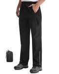 iCreek Men's Packable Rain Pants Waterproof Lightweight Over Pants Windproof Outdoor Pants for Fishing Golf Hiking (Black, Large/30 Inseam)