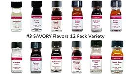 Tasty Living Variety of LorAnn Oils Food Flavoring - 12 Savory Flavors, 1 Fl Dram (3.7 ml. - .125 fl. Oz.) Each