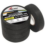 RED WOLF 3/4 Inch x 50 FT Wiring Harness Tape High Temp Wire Cable Loom Self-Adhesive Fabric Tape for Electrical Automotive Engine Harness Wrap Protection Noise Damping Cables Fixed 5 Rolls