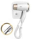 LIDUO Wall Mounted Lightweight Electric Hairdryer,Hotel Professional Fast Hair Dryer, Compact Hair Dryer,with Shaver Socket,Negative Ionic Blu-ray Hair Blow Dryer,for Household Bathroom,1300W,White