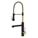 KRAUS Artec Pro (1 st Gen) Commercial Style Pre-Rinse Single Handle Kitchen Faucet (No Pull Down) with Pot Filler in Spot Free Antique Champagne Bronze/Matte Black, KPF-1603SFACBMB