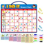 Magnetic Reward Chart, Dry Erase Kids Behavior Responsibility Task Board-84 Chores (including 7 Blanks), 272 Magnetic Stars, 8 Markers & 3 Name Cards-Good Behavior Daily Routine to motivate kids