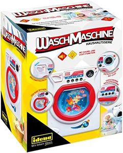 Idena 40469 Washing Machine for Children with Light and Sound Function, Front Loader with 4 Programmes and Rotating Washing Drum, Toy for Learning Practical Skills