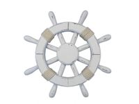 Hampton Nautical Rustic White Ship Wheel, 12"