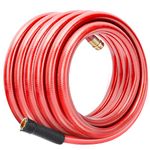 Solution4Patio Long Red Garden Hose 3/4 in. x 50 ft. -Heavy Duty Durable Flexible Lightweight Water Pipe -Brass Aluminum Ends for Household & Commercial -Kink Free, No Leaking, Male/Female Fittings