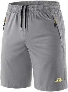 MAGCOMSEN Men's Gym Shorts 9 Inch Inseam Quick Dry Light Grey Athletic Work Hiking Workout Shorts for Men with 3 Pockets