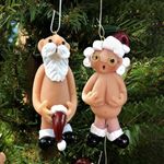 2-Piece Set Christmas Funny Naked Santa Hanging Pendant for Home, New Year's Eve Decorations, Tree, Resin, A