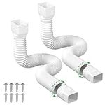 Downspout Extension, White Rain Gutter Downspout Extension, Flexiable Downspout Elbow Extender Rainwater Drainage for Outdoor Residential Eavestrough Downspouts Extendable From 19.7” to 58”, 2 Pack