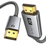 WARRKY 4K DisplayPort to HDMI Cable, 1.8m/6ft [Gold-Plated Connectors, Aluminium Shell] Nylon Braided DP Computer to HDMI Lead for Multi-Screen, Compatible for Lenovo, HP, DELL, AMD, NVIDIA & More