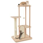 COSTWAY Cat Tree, Cats Climbing Tower with Scratching Posts and Board, Dangling Balls, Washable Mat, Multi-level Kitten Activity Centre for Indoor Cats