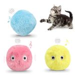 3 Pack Cat Ball Toys,Interactive Plush Cat Toys Balls,Kitten Chirping Balls,Fun Catnip Toys,3 Lifelike Animal Chirping Sounds,Automatic Sound,Kitten Toys for Indoor Cat Dog Kitty Kitten Puppy Exercise