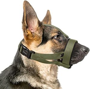 HEELE Dog Muzzle with Head Strap and Adjustable Loop and Soft Neoprene Padding, No More Chafing, Muzzle for Medium Dogs to Prevent Barking Biting and Chewing, Gentle Dog Muzzles, Army Green, M