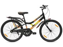Unisex Tata Stryder Rower Cycle in 24" Wheel Size with Fat Rigid Suspension Youth Bike Tyres of 24 * 2.40 for Age Group 10 to 13 Years, Black