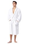 Fishers Finery Mens Terry Spa Robe; Men's Terry Cloth Bathrobe; Bamboo Viscose; White L/XL