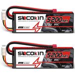 Socokin 2S 5200mAh 80C 7.4V Lipo Battery with Hard Case Deans Plug for RC Evader BX Car RC Buggy RC Boat Drones Tracxas Slash 1/10 Scale Racing Truck Racing RC Heli Airplane (2 Pack)