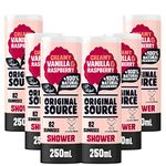 Original Source Vanilla & Raspberry Shower Gel, 100 Percent Natural Fragrance, Vegan, Cruelty Free, Paraben Free, Bulk Buy, Pack of 6 x 250 ml