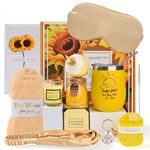 Sunflower Gifts for Women, Birthday Hampers Pamper Gifts for Women, Relaxation Bath Set for Her,Get Well Soon Gift Baskets, Self Care Package for Mum,Wife,Sister,Daughter,Friends (Yellow)