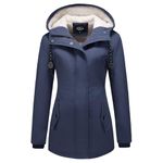 MODFUL Women's Sherpa Lined Parka Jacket Warm Winter Coat Hooded Thick Outerwear (Dark Blue, L)