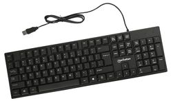 Manhattan Keyboard UK USB Wired, Standard Qwerty layout, Black, Full Size Keys, Cable 1.5m, USB-A connection, Plug and Play, Three Year Warranty, Retail Boxed